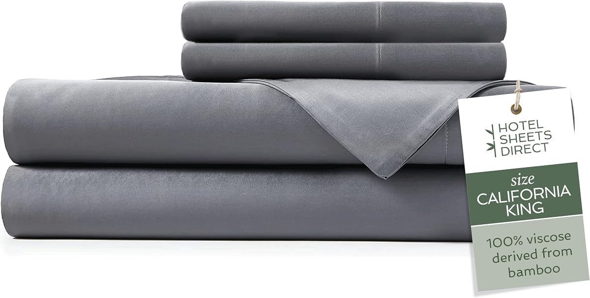 California King 4-Piece Bamboo Sheet Set in Dark Gray