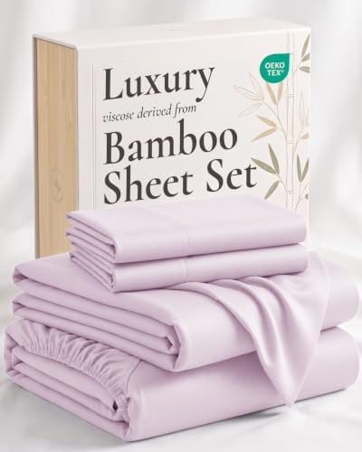 California King 4-Piece Bamboo Sheet Set in Light Pink