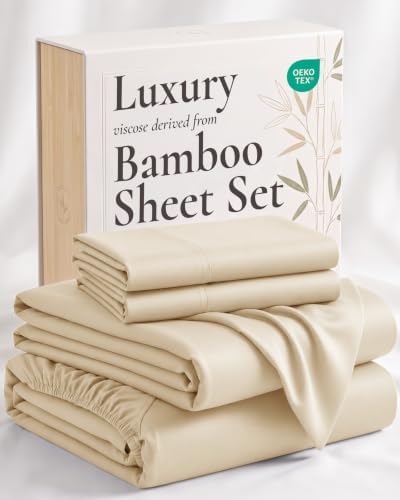California King 4-Piece Bamboo Sheet Set in Light Yellow