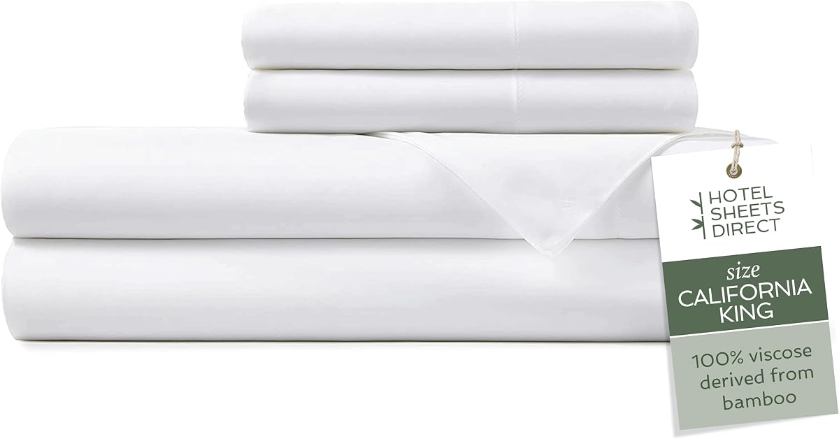 California King 4-Piece Bamboo Sheet Set in White