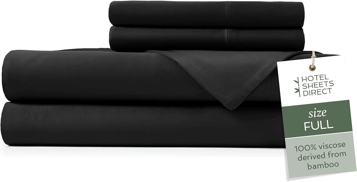 Full 4-Piece Bamboo Sheet Set in Black