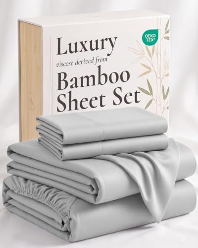 Full 4-Piece Bamboo Sheet Set in Gray