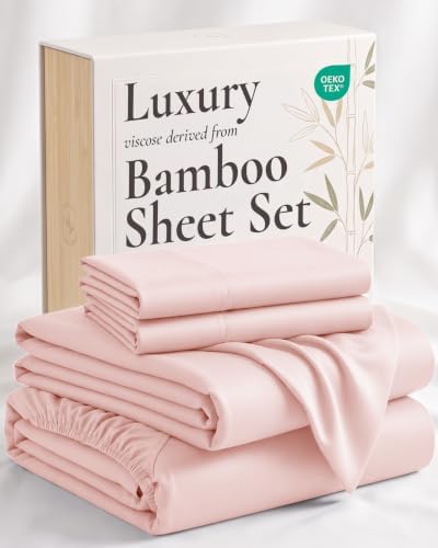 Full 4-Piece Bamboo Sheet Set in Rose Pink