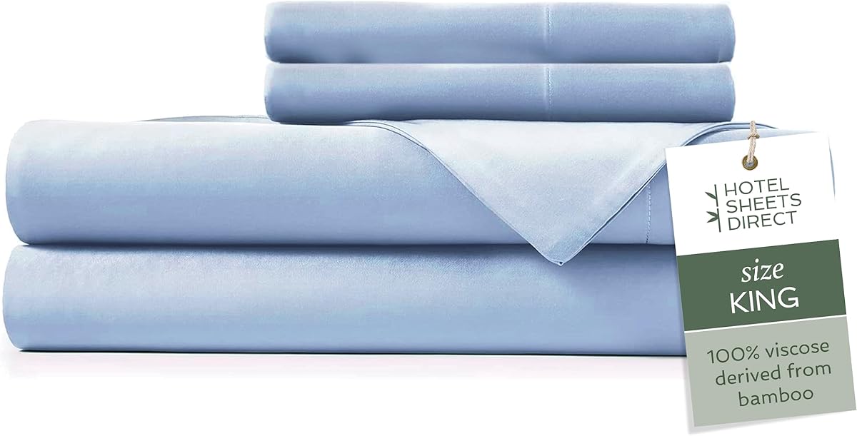 King 4-Piece Bamboo Sheet Set in Light Blue