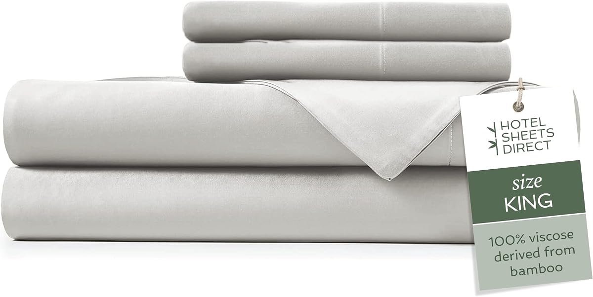 King 4-Piece Bamboo Sheet Set in Light Gray