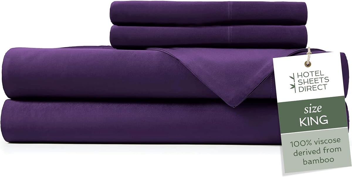 King 4-Piece Bamboo Sheet Set in Purple