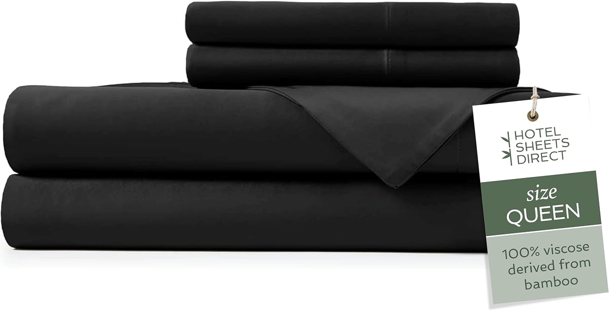 Queen 4-Piece Bamboo Sheet Set in Black
