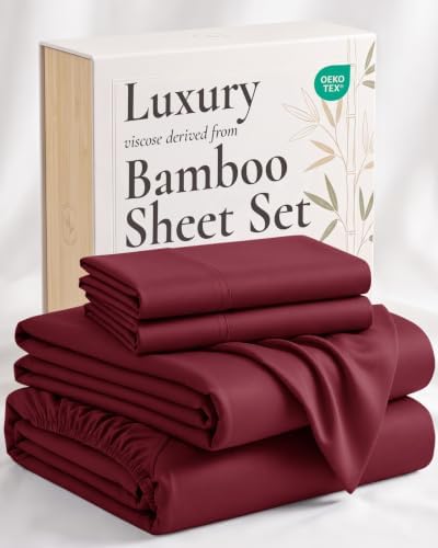 Queen 4-Piece Bamboo Sheet Set in Burgundy