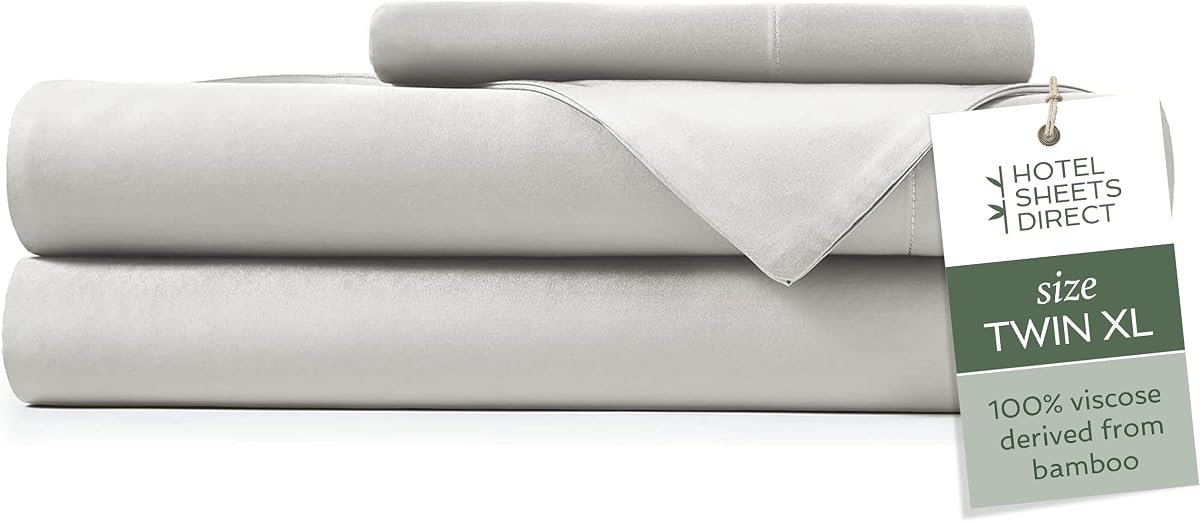 Twin XL 3-Piece Bamboo Sheet Set in Light Gray