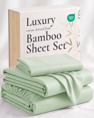 Twin XL 3-Piece Bamboo Sheet Set in Light Green